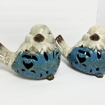 Painted Ceramic Bird Figurines – Large 7x13x10