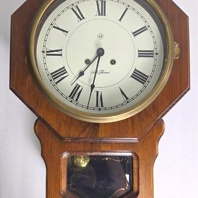 Vintage Seth Thomas School House Wind Up Wall Clock - 14X21”