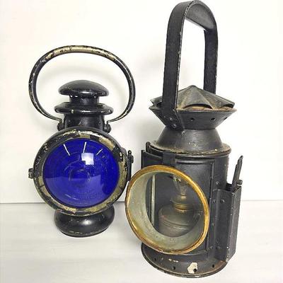 Vintage Railroad Signal Lanterns – 12" & 13" Metal Lamps