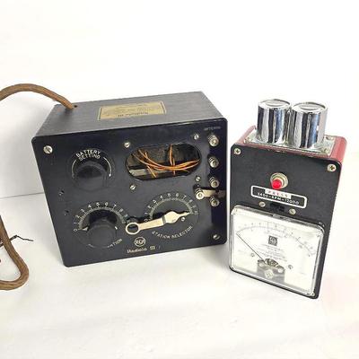 Vintage Radiola III RCA Regenerative Receiver Radio & Pioneer Model 36 Photo-Tach Tachometer