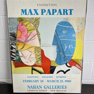 Max Papart Signed Exhibition Poster Nahan Galleries New Orleans 1980 - Framed 31x24”