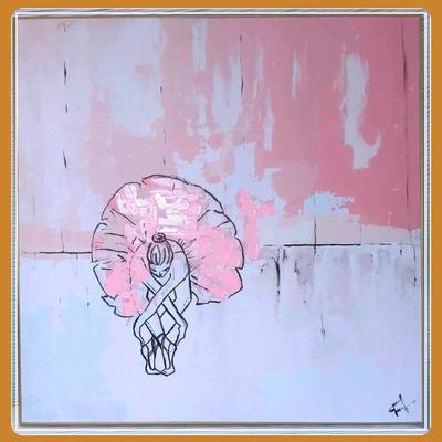 Original Abstract Signed Oil Painting "Graceful Solitude" by Panch, Framed 24"x24"