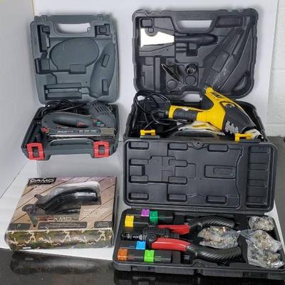 Arrow Stapler Model ET2025HD, Doyle Crimper Set, Wagner Furno 750 Heat Gun, Camo Deck Fastener