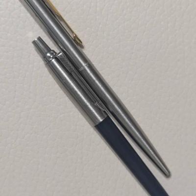 PARKER 75 France Ballpoint Pen (Gold Trim, Stainless, IIIE) & Navy & Stainless PARKER Jotter Pen