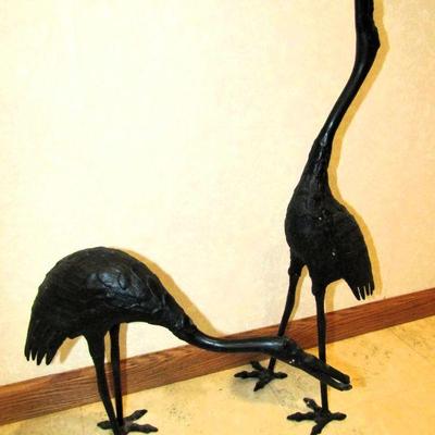 Vintage Japanese cast iron herons