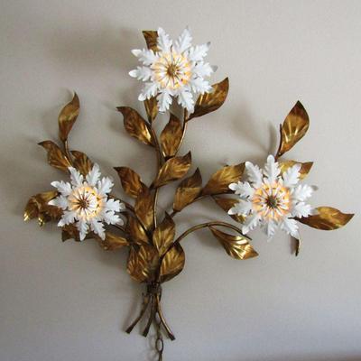 Mid-Century Italian metal flower sconce art