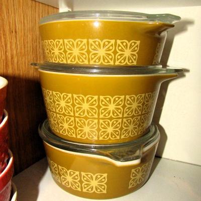 Rare Pyrex Autumn Floral covered dishes