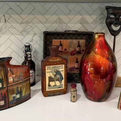 Home Decor - Jim Beam Bottle, Salem Witch Bottle, Face Mask, Wine Tray, Vase, And More