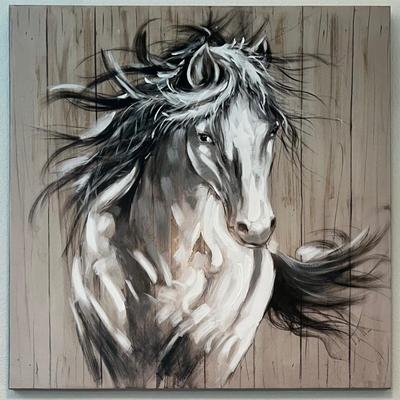 39.25" X 39.25" Horse Print On Canvas