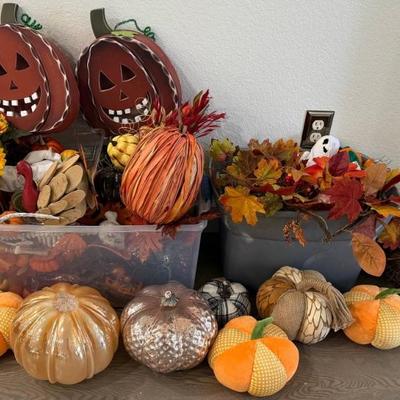 Fall Decor - Glass And Material Pumpkins, Faux Leaves, Fruits And Veggies, Turkey, And More
