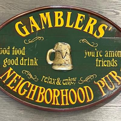 Gamblers' Neighborhood Pub 3D Wood Sign