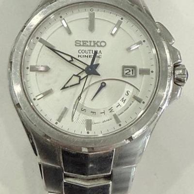 Seiko Men's Coutura Kinetic Perpetual Wrist Watch With Original Silver Tone Band 