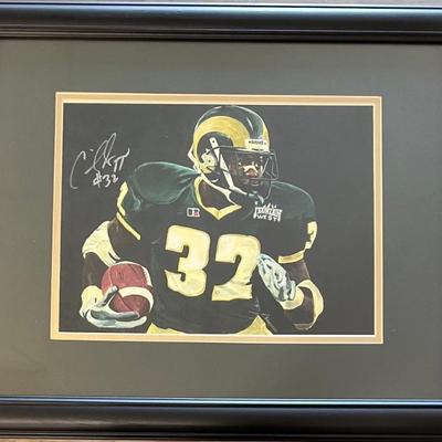 Signed Cecil Sapp No. 32 Colorado State Rams Glass Front Framed Print (no COA)
