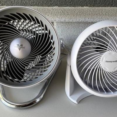 (2) White Table Top Adjustable Speed Fans