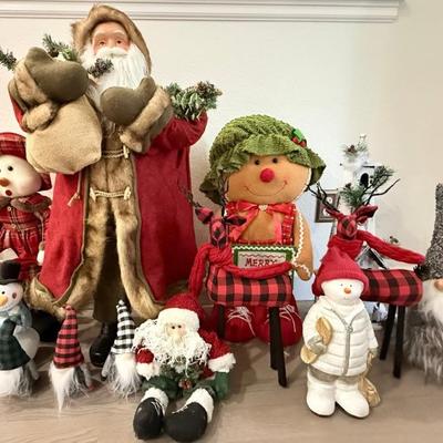 Holiday Decor - 38" Santa, Snowmen, Gnomes, Deer, Gingerbread Man, And More
