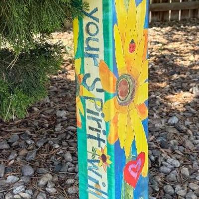 S Burgess " Your Spirit Will Rise" Fiber Glass Yard Art With Metal Post