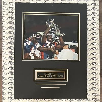Denver Broncos Terrell Davis Super Bowl XXXII MVP Print With Glass Front