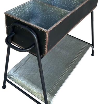 Rustic Divided Metal Planter With Bottom Shelf