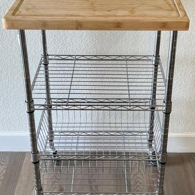 Rolling 3 Tier Cart With Removeable Butcher Block Top
