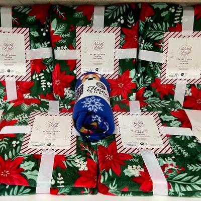 (5) North Pole Trading Co. 50"x  60" Velvet Plush Throws And A 50" X 60" Birch Trail Fleece Throw