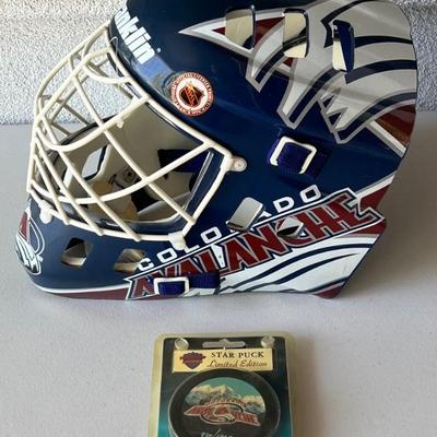 Colorado Avalanche Franklin Goalie Mask And A Limited Edition Star Puck In Original Packaging