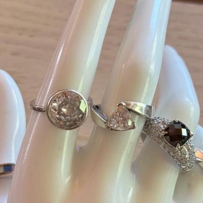 (5) Vintage Sterling Silver & CZ Rings Size 8 - Weight 21.8 Grams
