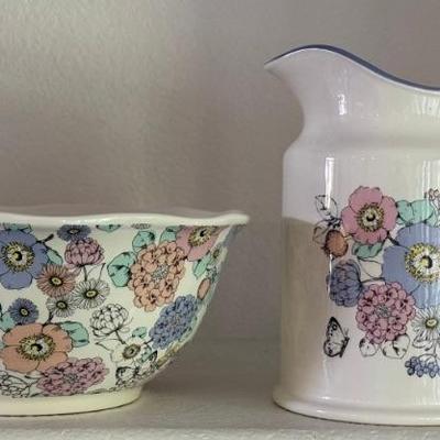 Holiday Home Floral Bowl And Pitcher