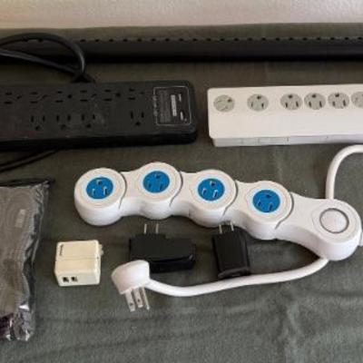 (3) Power Strips - GE, Pivot Power, Huntke - And Assorted ACDC Power Chargers