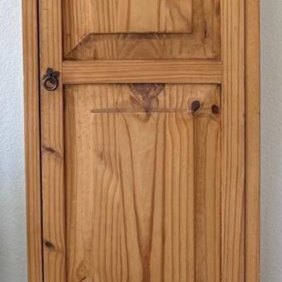 Light Oak Cabinet With Rustic Metal Latches And Shelves - Made In Mexico