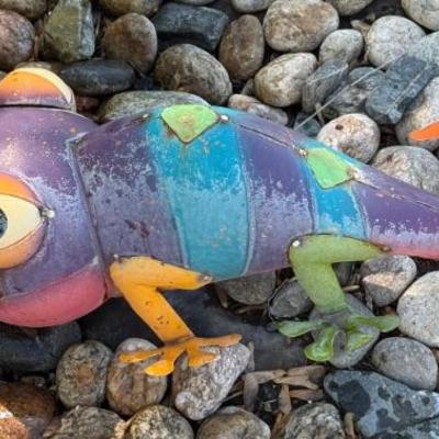 Colorful Metal Gecko Yard Art