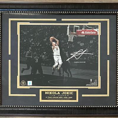 Denver Nugget Nikola Jokic 2-time MVP 2021, 2022 Framed Print With Facsimile Signature 