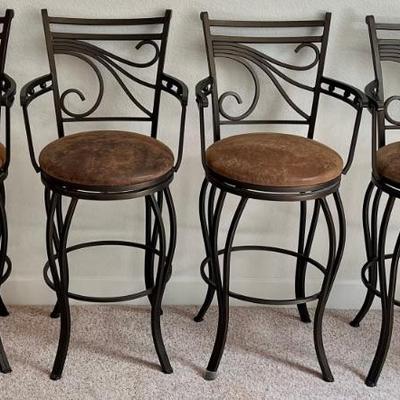 Set Of (4) Dark Champaign 30" Iron Frame Swivel Bar Stools