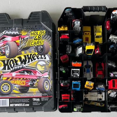 Hot Wheels Organizer With Assorted Matchbox, Hot Wheels, And Unmarked Cars