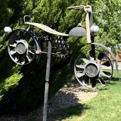 Vintage Hand Made Metal Yard Art Motorcycle