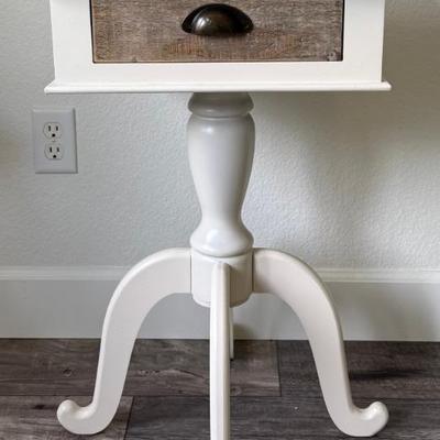 White And Wood Top Single Drawer Side Table 