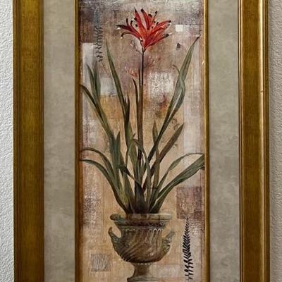 22.5" X 44.5" Floral Print In Decorative Frame