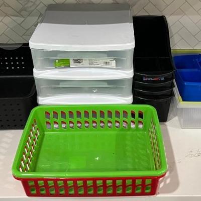 Plastic Organizers - 3 Drawer Desk Top, Baskets, Cubbies, And More