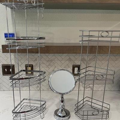 (2) Corner Storage Shelves And A Table Mirror