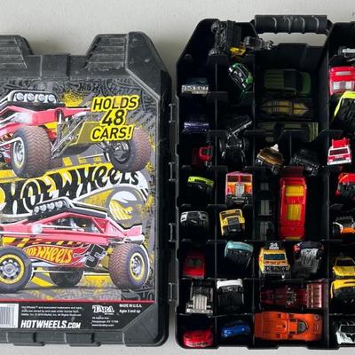 Hot Wheels Organizer With Assorted Matchbox, Hot Wheels, And Unmarked Cars