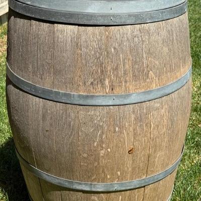 Vintage Sylvain French Oak Full Size Metal Banded Wine Barrel
