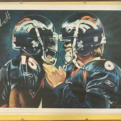 Signed Brandon Marshall Print With COA, Picture, And Glass Front Frame