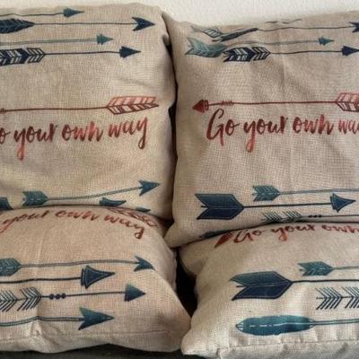 (4) 16" X 16" " Go Your Own Way" Throw Pillow