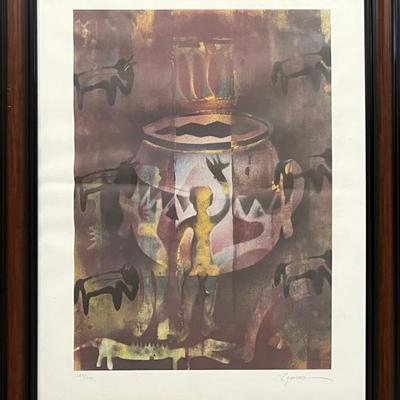 Jeffrey Russel Ryerson Signed Limited Edition Abstract Print In Glass Front Frame