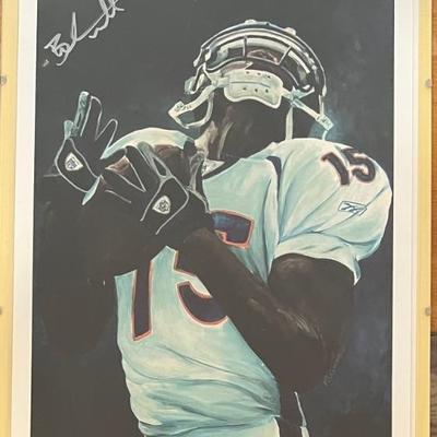 2007 Signed Brandon Marshall Print With COA ,picture, And Glass Front