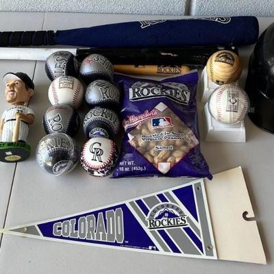 Colorado Rockies Memorabilia - Foam And Wood Bats, Pennant Flag, Autographed Balls, Stadium Peanuts, And More