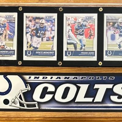 Indianapolis Colts Plaque With Cards- Andrew Luck, T.Y. Hilton, Frank Gore, Donte Moncrief