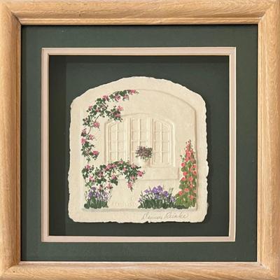 Grass Roots Studio Loveland CO. Dennis Reinke 1989 Small Signed Hand Cast Paper In Glass Front Frame