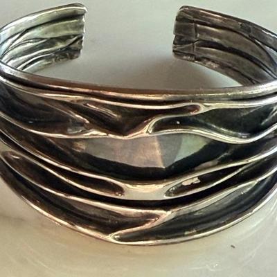 Vintage Sterling Silver Modern Cuff Bracelet - 30.3 Grams