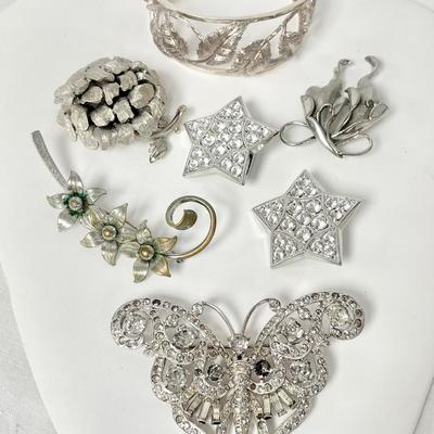 Kirks Folly & Sterling Silver Floral Brooch Pins