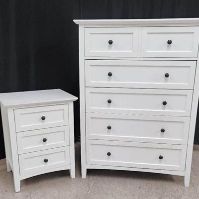 Large White Dresser/Drawer Unit and White Nightstand 